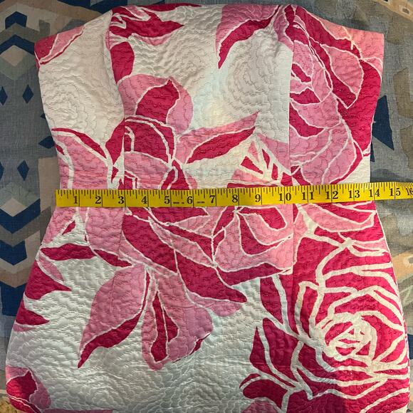 Lilly Pulitzer Pink White Strapless Silk Blend Sheath Dress Brocade Jacquard 6 - Picture 10 of 10